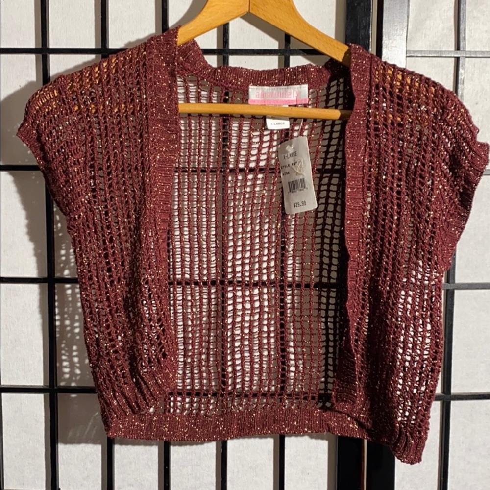 Absolutely Cropped Open Front Vest XL-Wine NWT